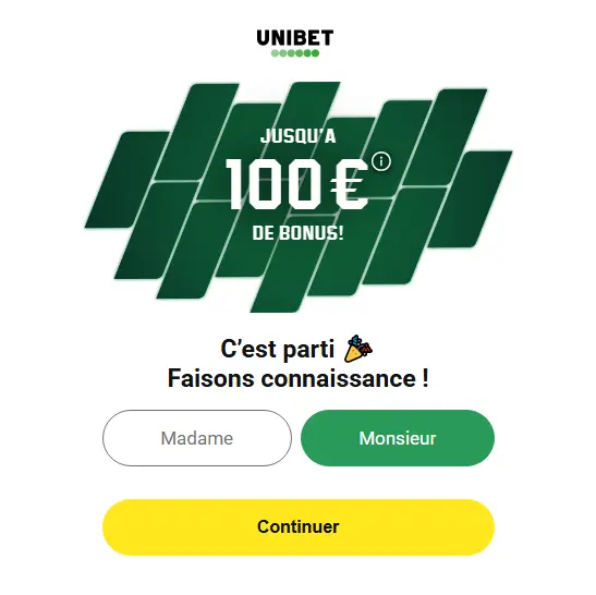 Inscription sur UNIBET CASINO